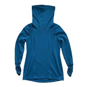 Calia Fitted Pullover Top Women’s Large Teal Blue Thumb Holes Activewear